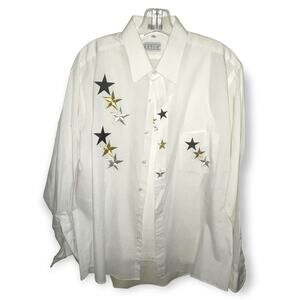 Vintage Mans Ketch Shirt with star patches 16.5 34/35 EUC